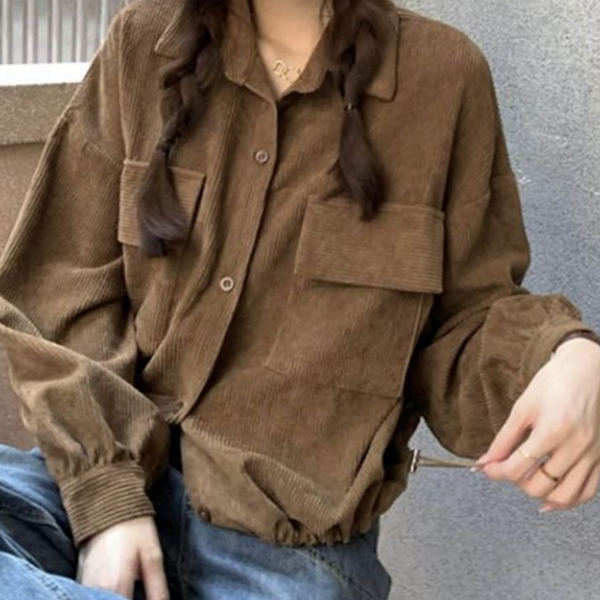 루즈핏 골덴 카라 자켓 데일리 여성 골덴 자켓 코듀로이 - 상품 이미지