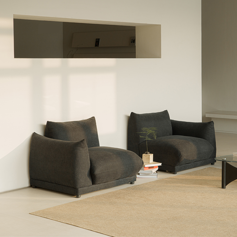 퍼지 DAVIS 기능성 원단 패브릭 모듈 소파 블랙, 3인용