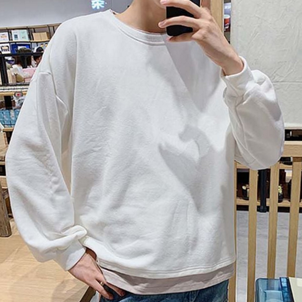 오버핏 남여공용 맨투맨 라운드 남여공용 긴 팔 티 - 상품 이미지