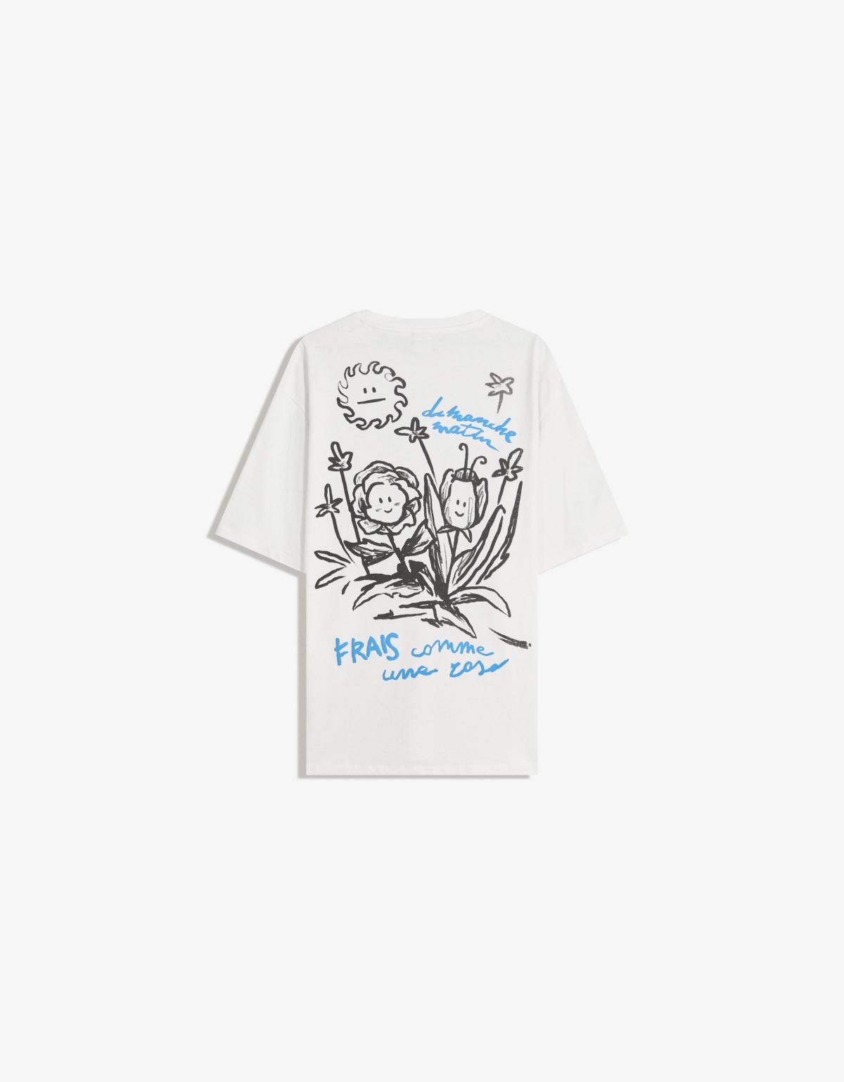 버쉬카 프린트 오버핏 반팔 티셔츠 8057/071 WHITE - 상세 이미지 3