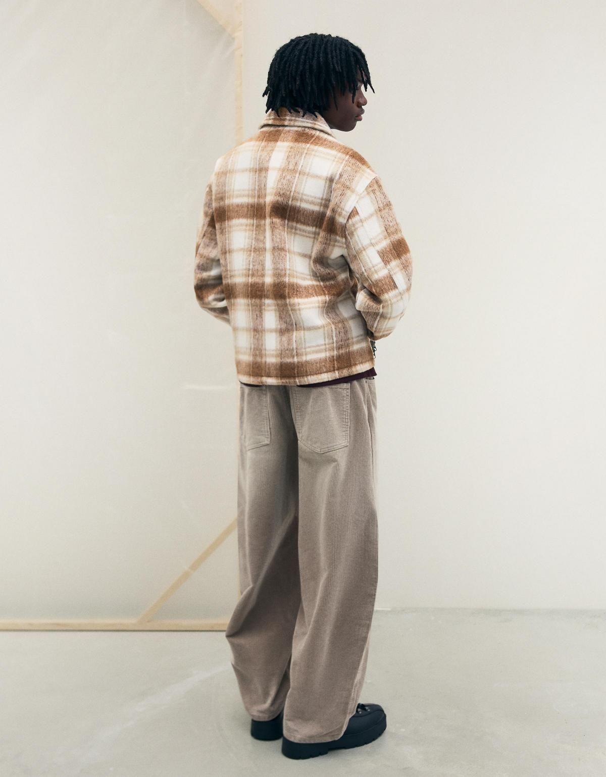버쉬카 체크 패턴 박시핏 테일러드 재킷 6862/710 BROWN - 상세 이미지 4