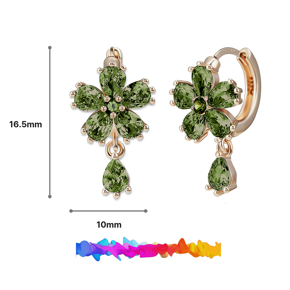 [Color Cubic] 모노그래프 칼리아 여성 주얼리 큐빅 원터치 꽃 핑크 블루 데일리 귀걸이 Peridot 이미지 7