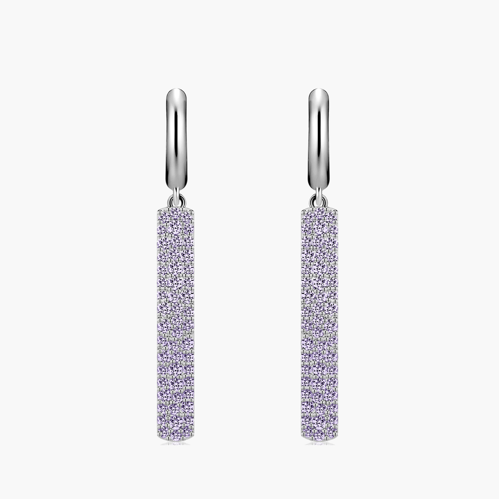 [Color Cubic] 모노그래프 파이퍼 여성 주얼리 큐빅 원터치 바 핑크 블루 데일리 귀걸이 Purple - 상세 이미지 3