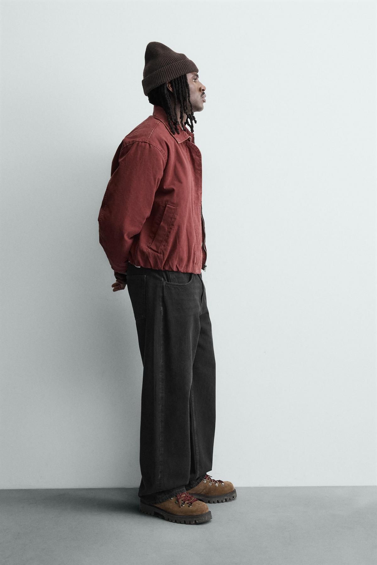 자라 퀼팅 크롭 데님 재킷 6987/346 BURGUNDY - 상세 이미지 5