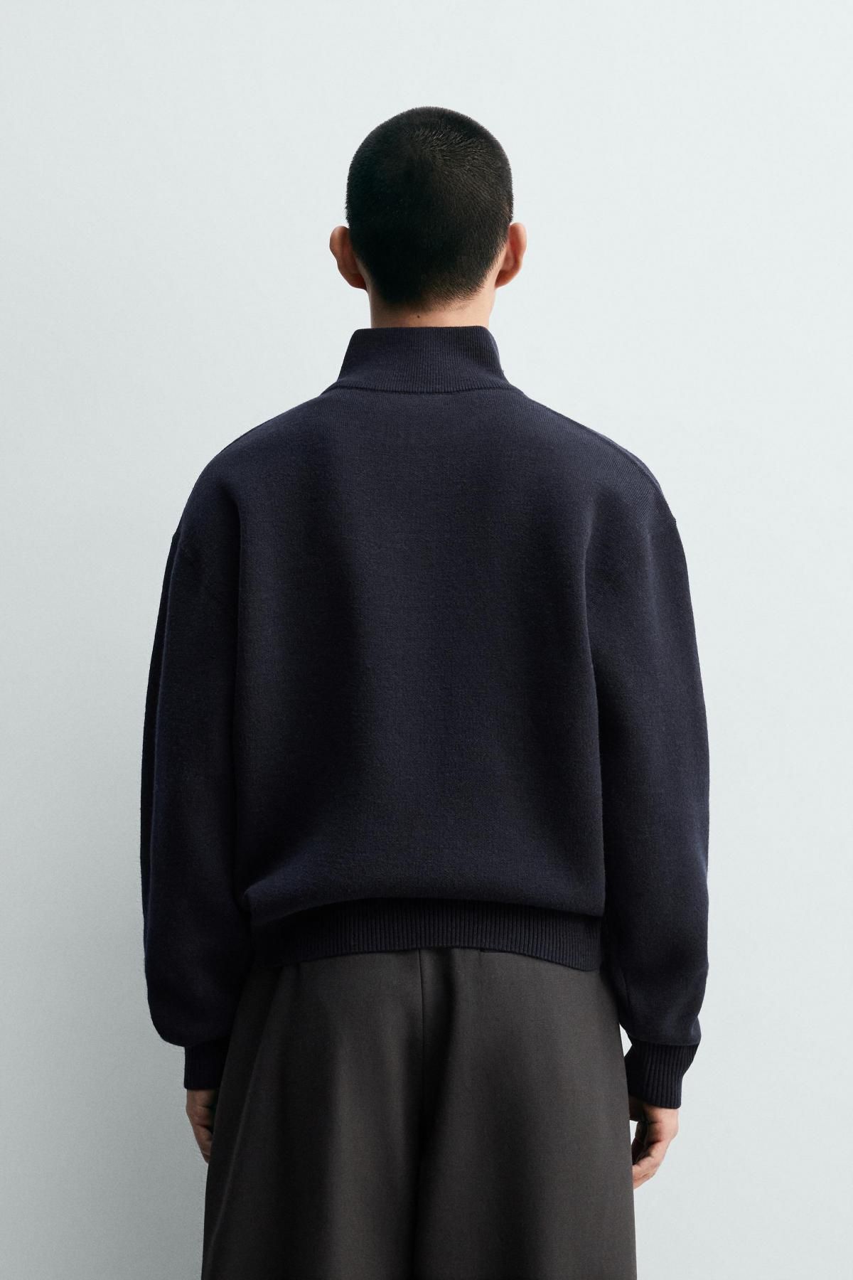 자라 테크니컬 하프집업 니트 스웨터 5755/350 DARK NAVY - 상세 이미지 4