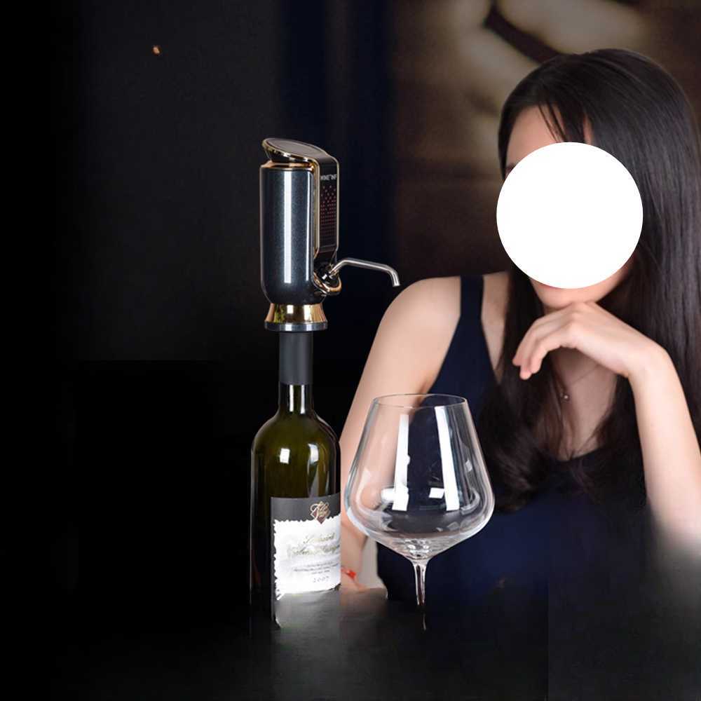 와인 에어레이터 디캔터 향미 개선 고급 용기 분배기 블랙 진공 와인 디캔터 - 상세 이미지 3