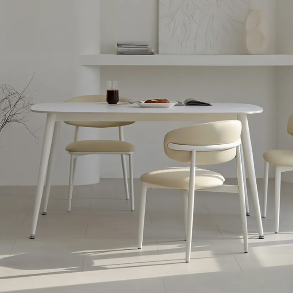 솔리브 편한 식탁의자 화이트 실리콘 가죽 기능성 테이블의자 아이보리