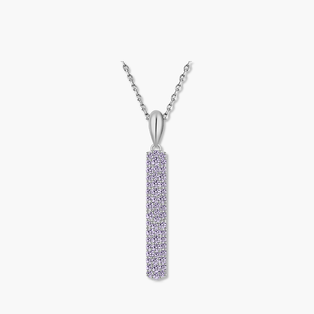 [Color Cubic] 모노그래프 파이퍼 여성 주얼리 큐빅 원터치 바 핑크 블루 데일리 목걸이 Purple - 상세 이미지 3