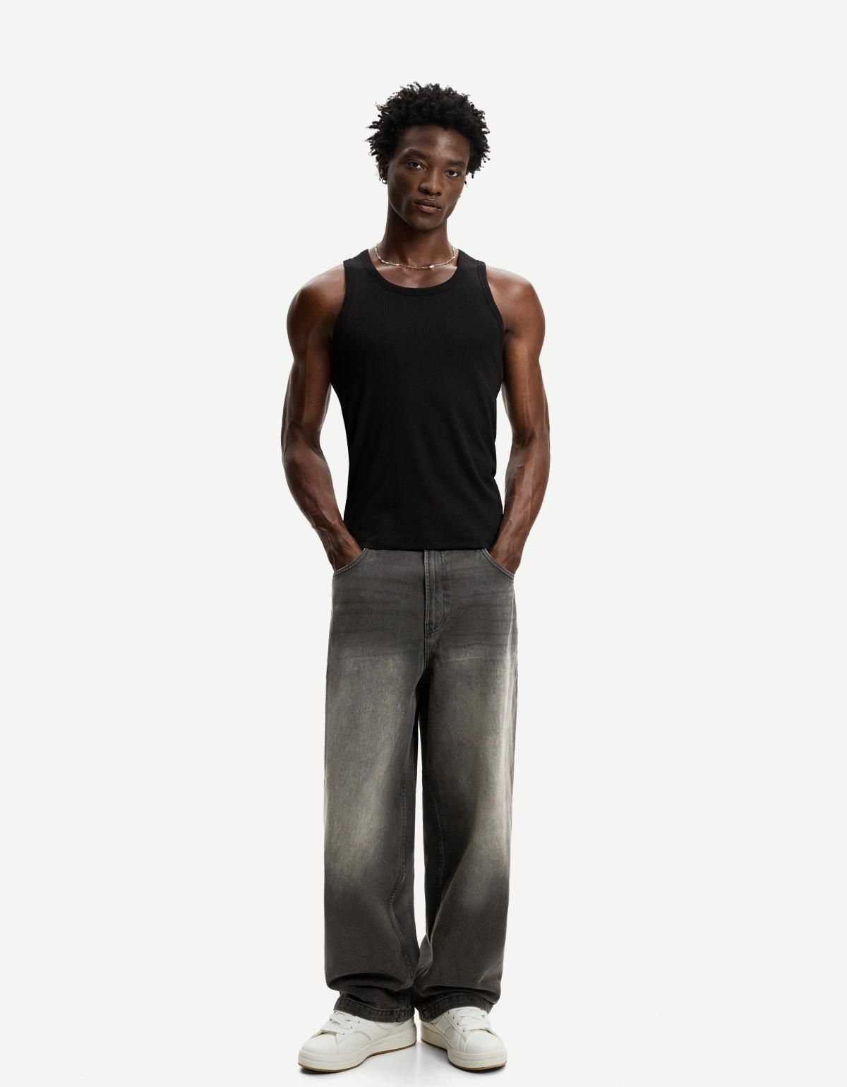 버쉬카 스트리트 흑청 슈퍼 배기핏 청바지 5347/352 BLACK - 상세 이미지 2