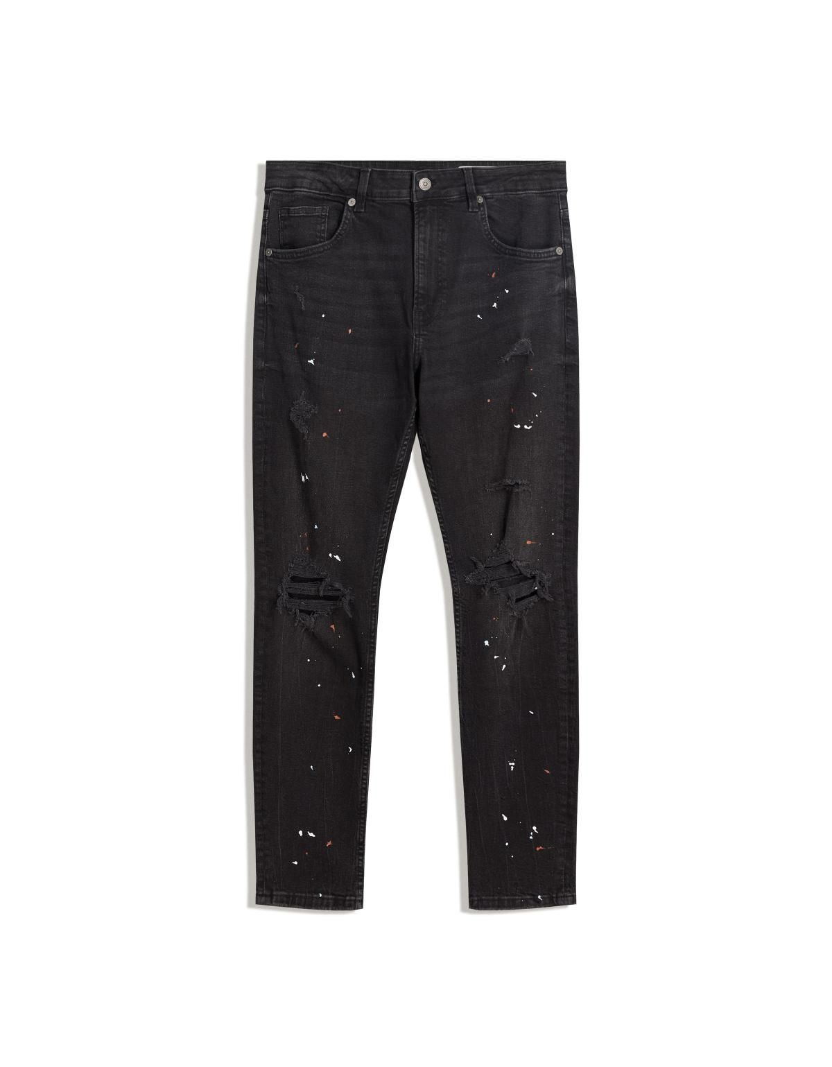 버쉬카 스트리트 블랙 데미지 데님 청바지 5338/211 BLACK - 메인 이미지