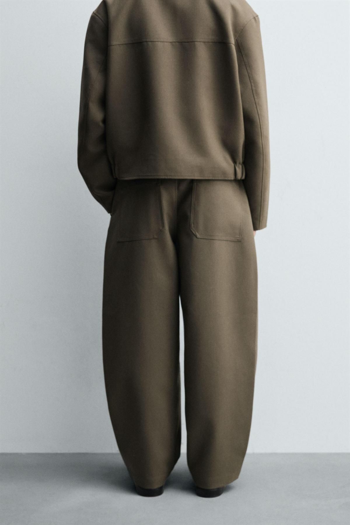 자라 벌룬핏 플리츠 와이드 슬랙스 팬츠 5854/180 KHAKI - 상세 이미지 3