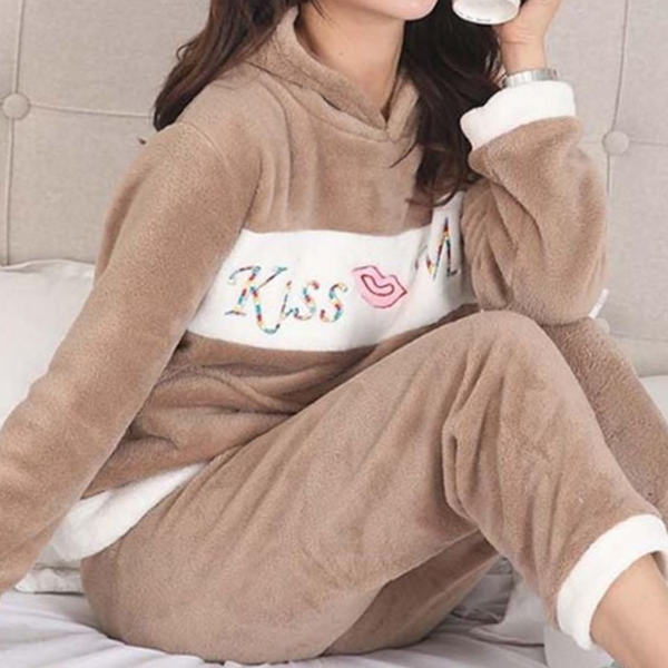 부드러운 여성 수면 잠옷 후드 여성 홈 웨어 - 메인 이미지