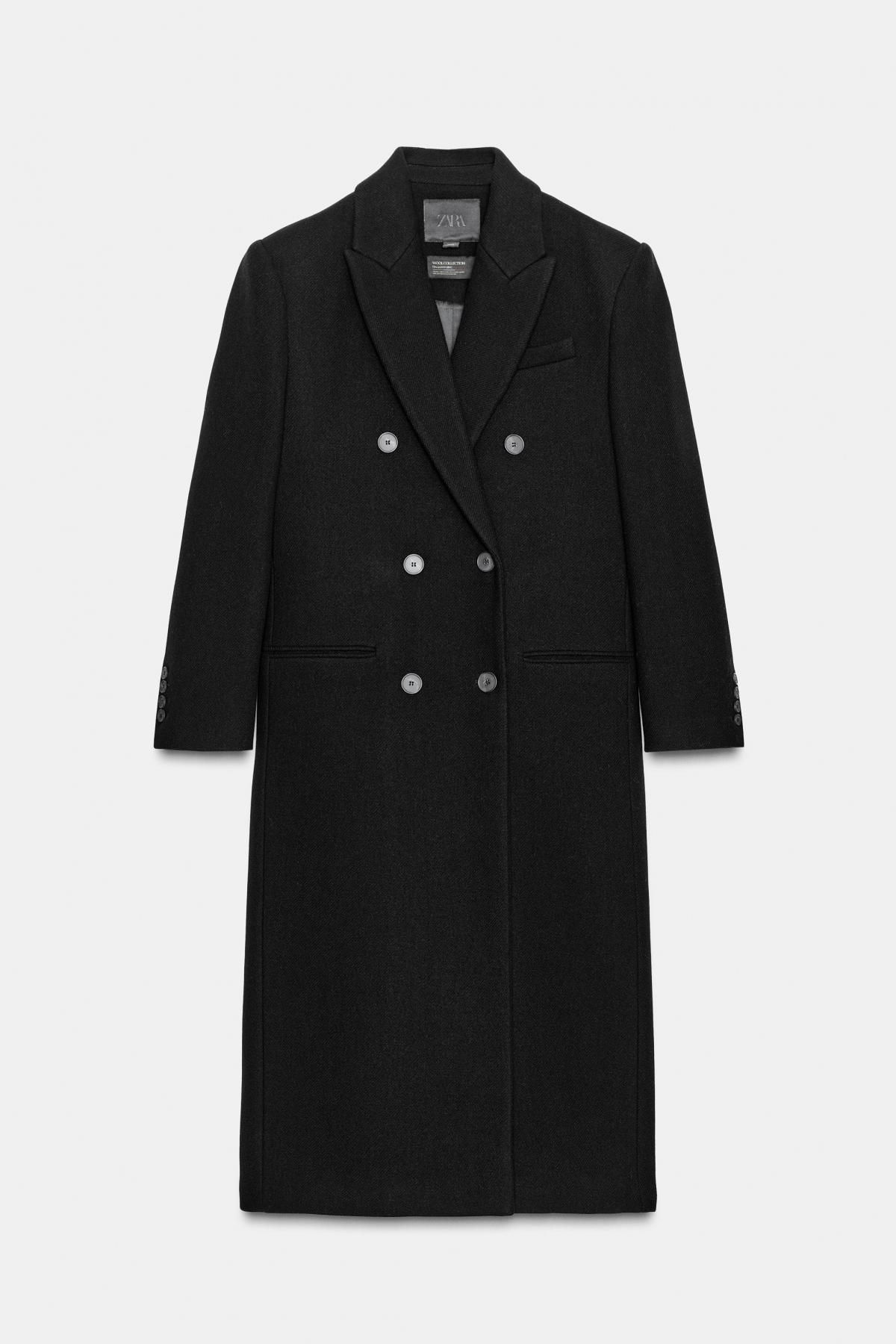 자라 더블브레스트 울 혼방 롱 코트 블랙 9536/754 BLACK - 상품 이미지