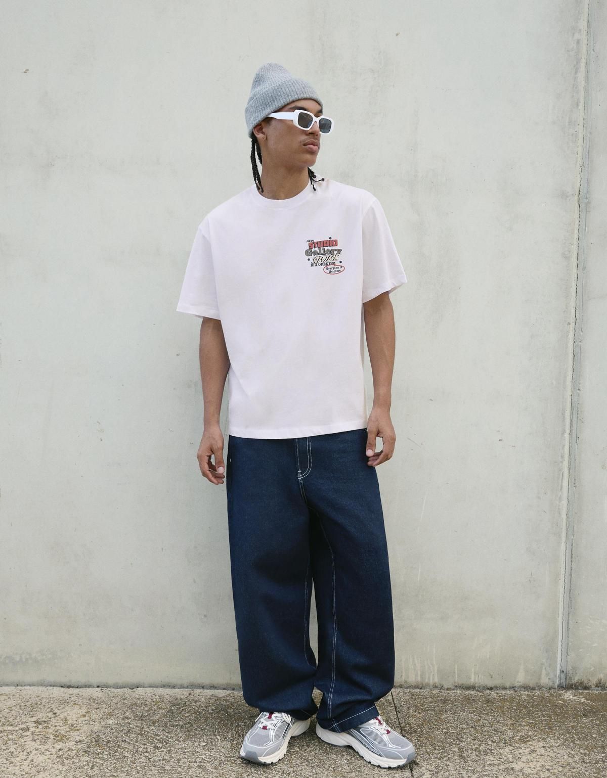 버쉬카 프린트 오버사이즈 그래픽 반팔 티셔츠 8064/154 OFF WHITE - 상세 이미지 5