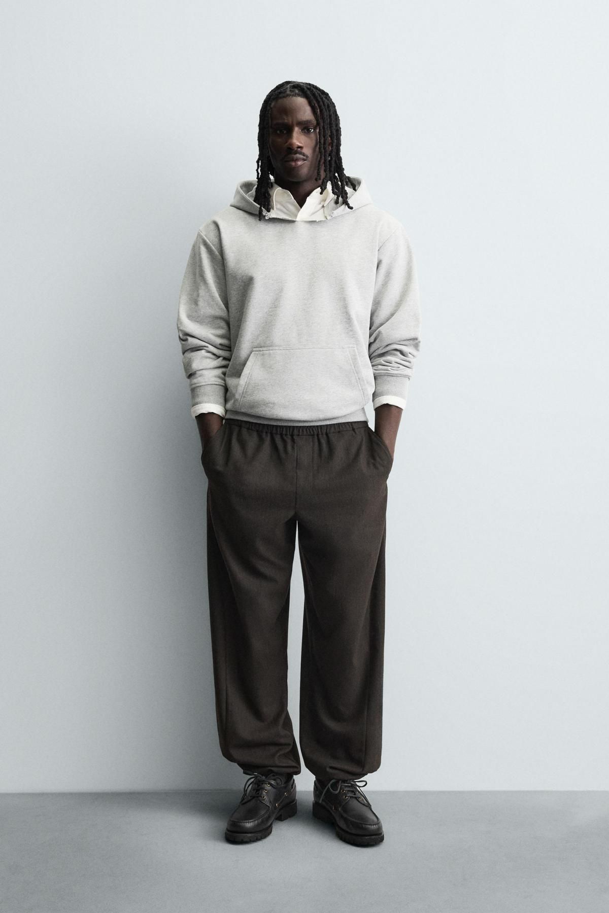 자라 릴렉스핏 플란넬 조거 팬츠 4514/300 BROWN STRIPES - 상세 이미지 2