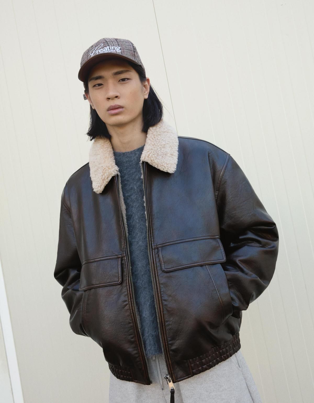 버쉬카 무톤 레더 테크니컬 보머 재킷 6817/677 BROWN - 상세 이미지 5