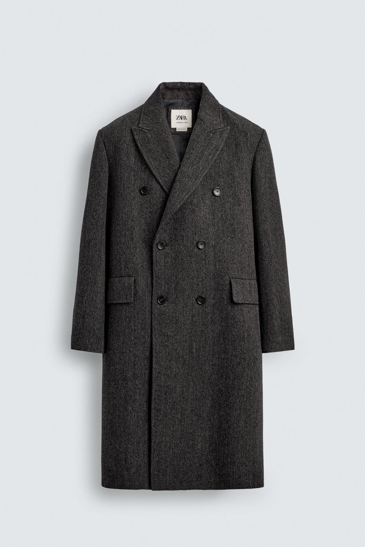 자라 클래식 헤링본 울블렌드 더블 코트 6843/863 BROWN MARL - 상품 이미지