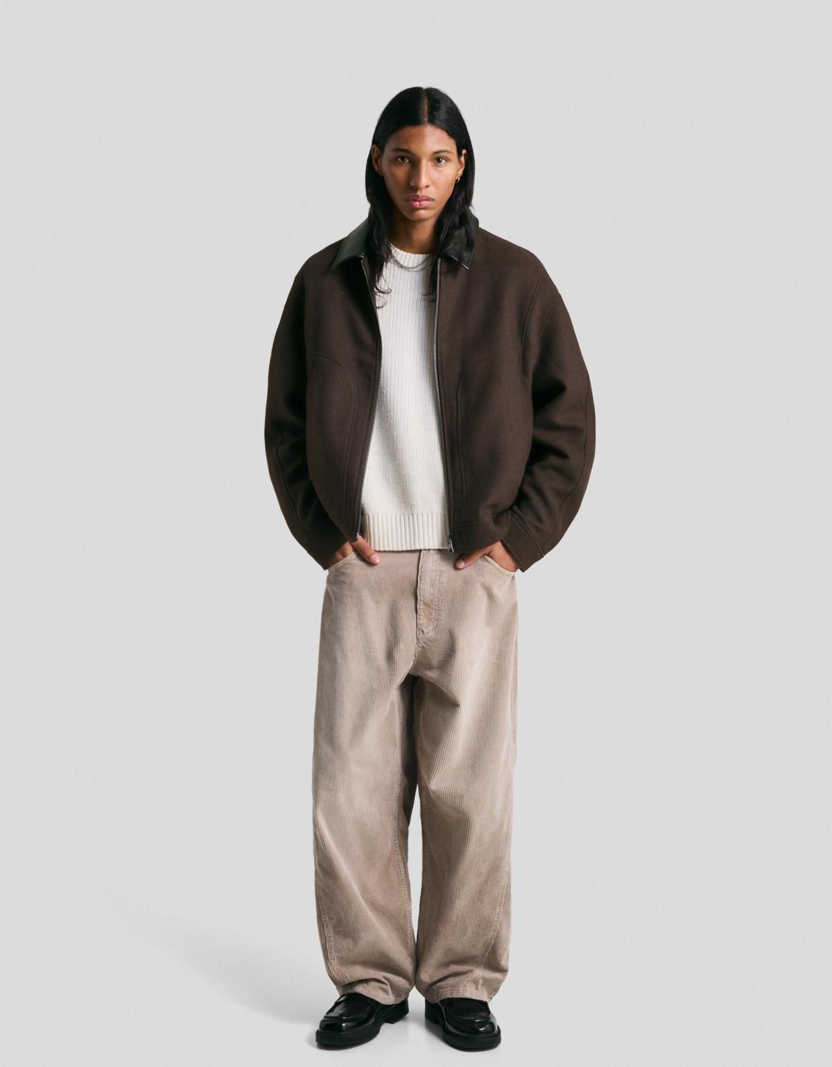 버쉬카 테크니컬 울 배색 칼라 재킷 6790/564 BROWN - 상세 이미지 2