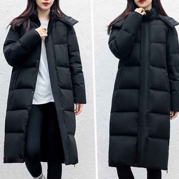 베이직 여성 롱 패딩 탈부착 여자 롱 패딩 오버핏 - 상품 이미지