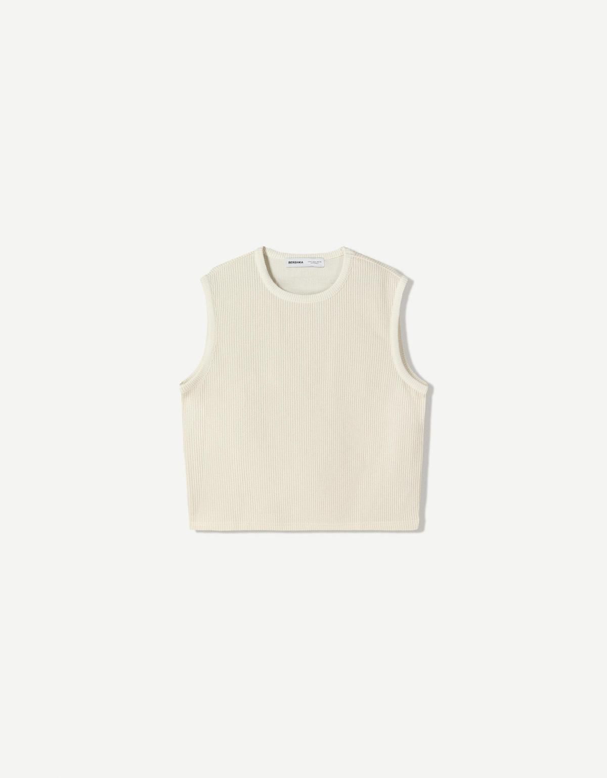 버쉬카 미니멀 베이직 웨이스트코트 니트 베스트 8627/714 OFF WHITE - 상품 이미지