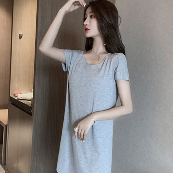 민소매 여성 백리스 잠옷 원피스 여성 반팔 잠옷 드레스 - 상품 이미지