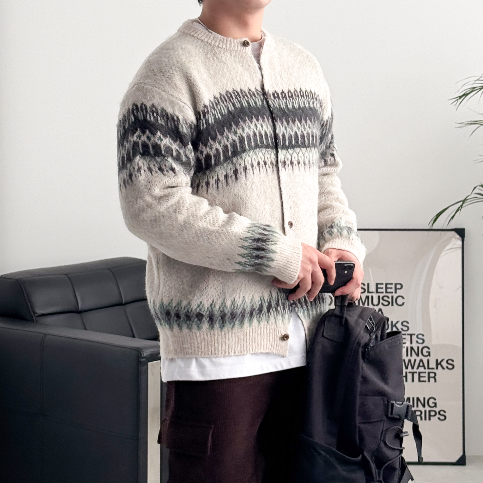 남자노르딕가디건 남자크롭가디건 코위찬 - 상세 이미지 4