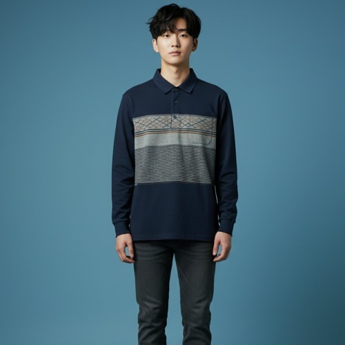 조이마담 MT50027 체크 배색 포켓 카라 속기모 티셔츠 중년남성의류 아빠옷 - 상품 이미지
