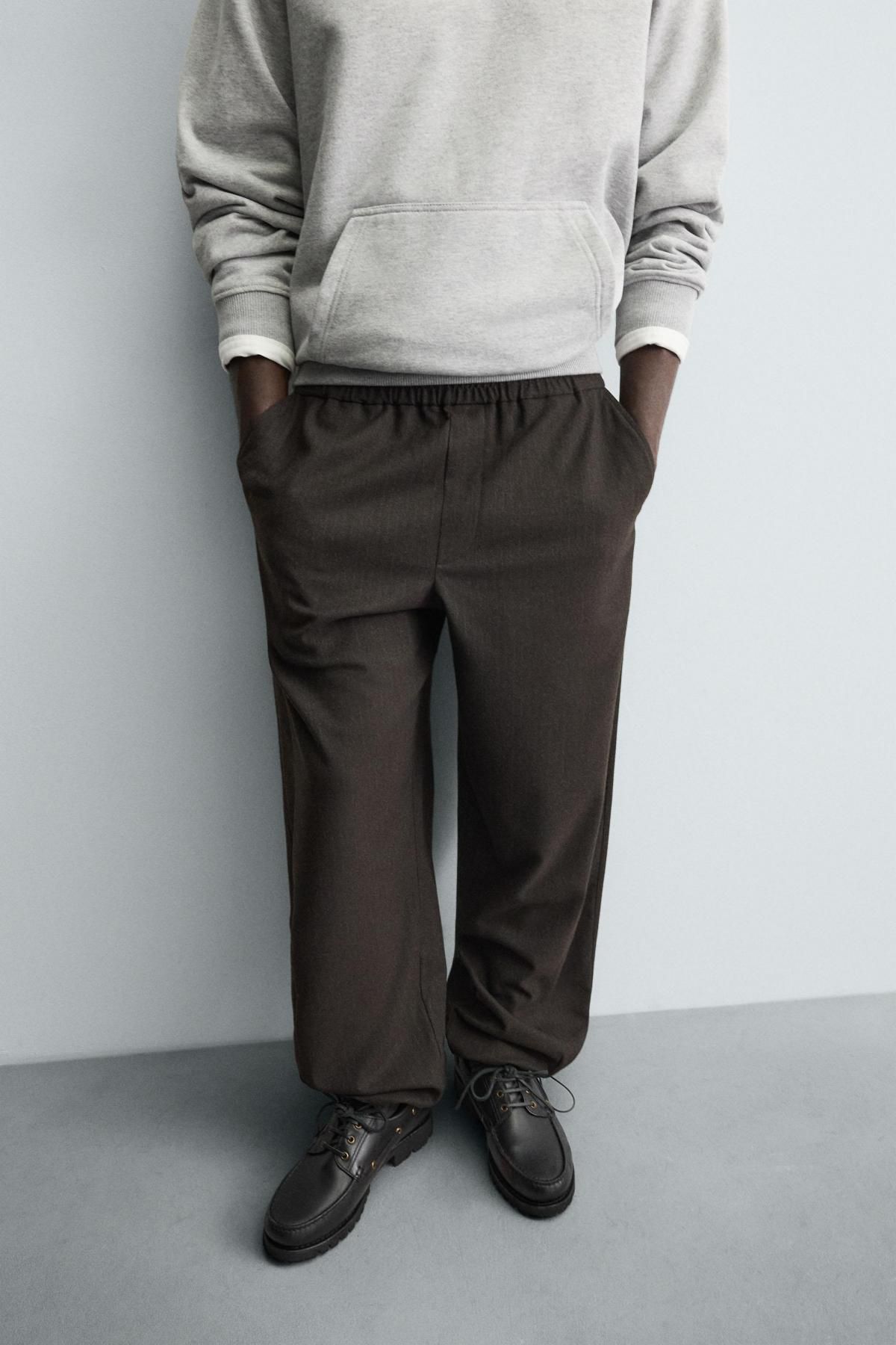 자라 릴렉스핏 플란넬 조거 팬츠 4514/300 BROWN STRIPES - 상세 이미지 5