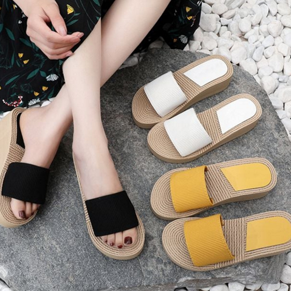 데일리 여성 통굽 슬리퍼 푹신한 여성 밴딩 슬리퍼 키높이