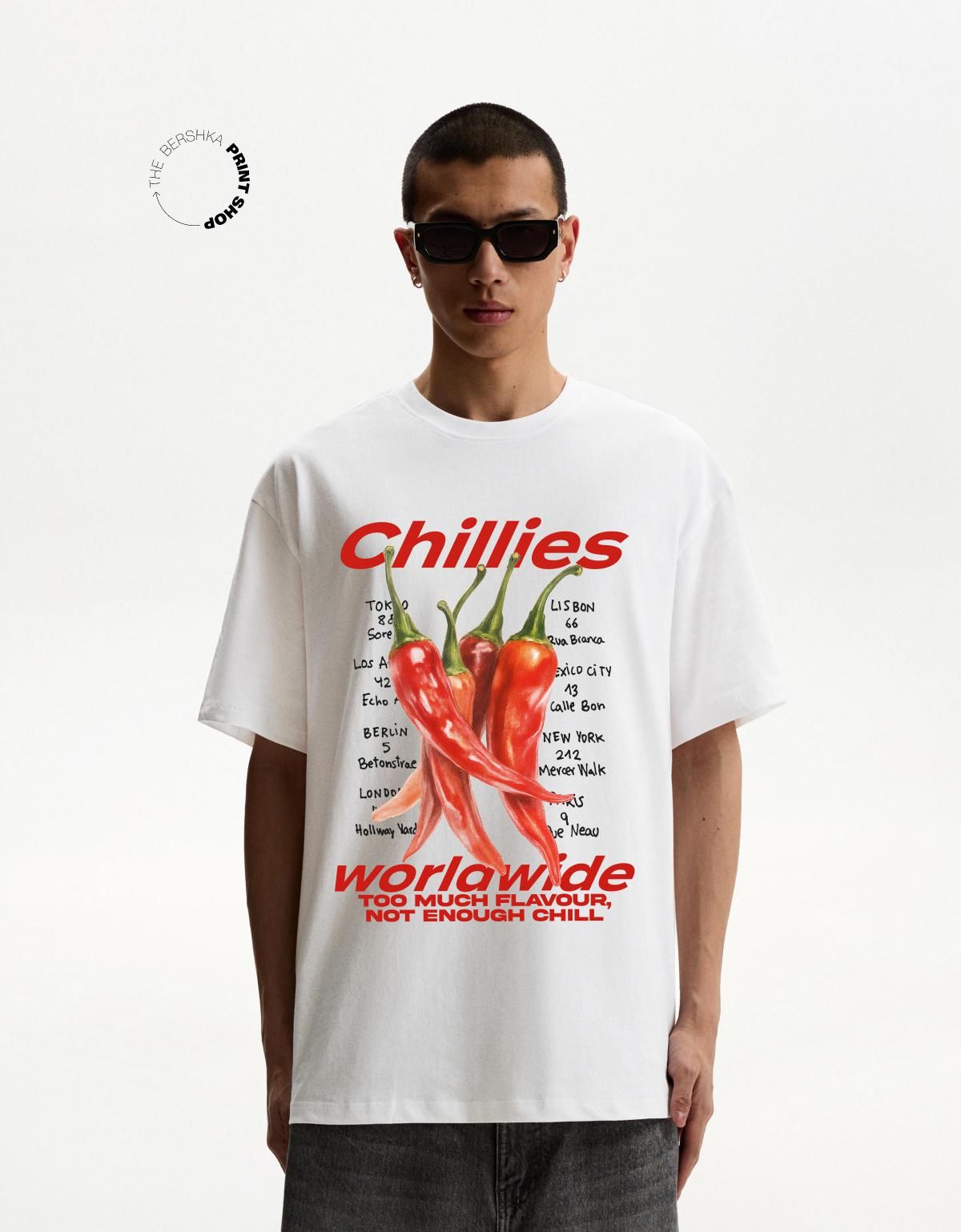 버쉬카 프린트 오버핏 화이트 반팔 티셔츠 2353/848 WHITE - 메인 이미지