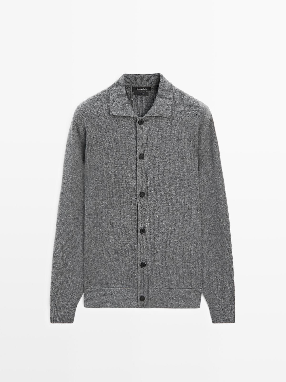 마시모두띠 프리미엄 울 폴로 카라 니트 가디건 1075/222 ANTHRACITE GREY - 상품 이미지