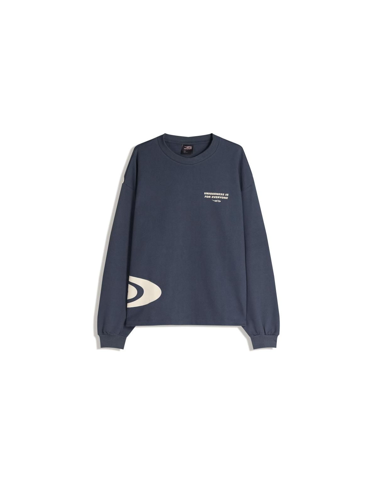 버쉬카 아웃 오브 코어 프린트 오버핏 긴팔 티셔츠 8111/071 NAVY - 메인 이미지