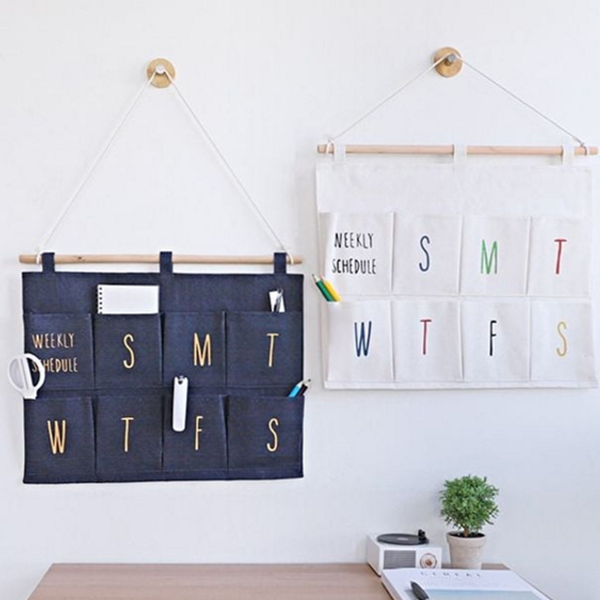 다용도 벽걸이 수납 포켓 요일별 벽걸이 패브릭 포켓 문걸이