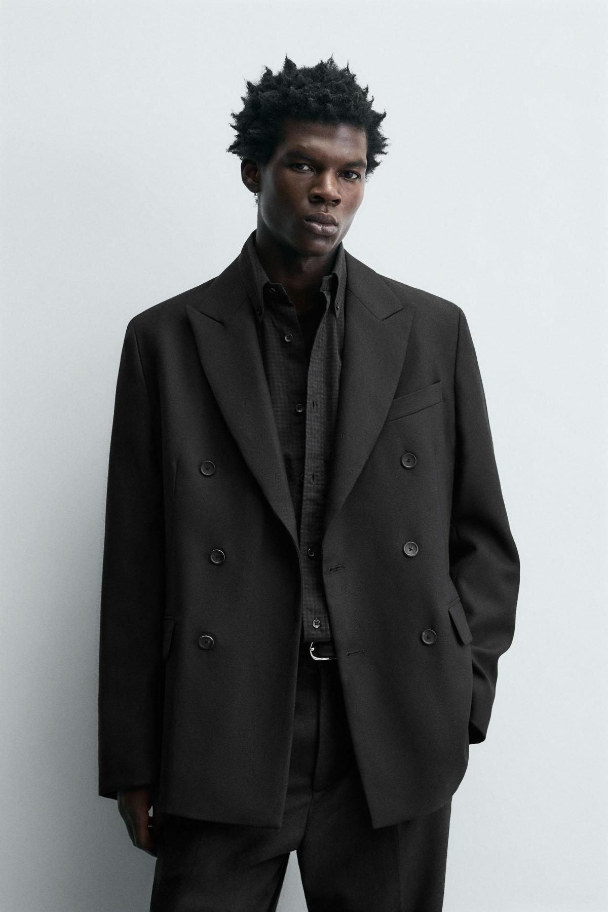 자라 울 블렌드 더블브레스트 수트 블레이저 6997/912 BLACK - 상세 이미지 3