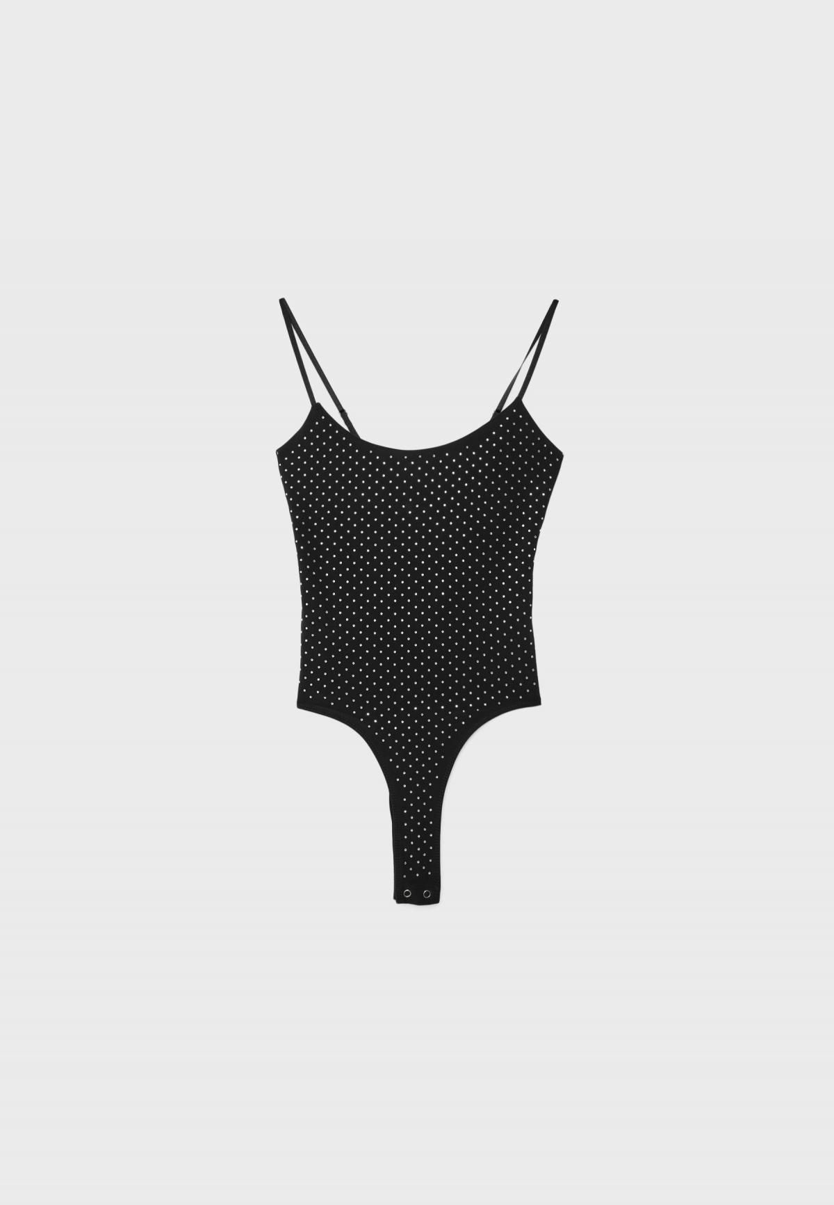 스트라디바리우스 글리터 라인스톤 스트랩 바디슈트 6792/972 BLACK - 상품 이미지