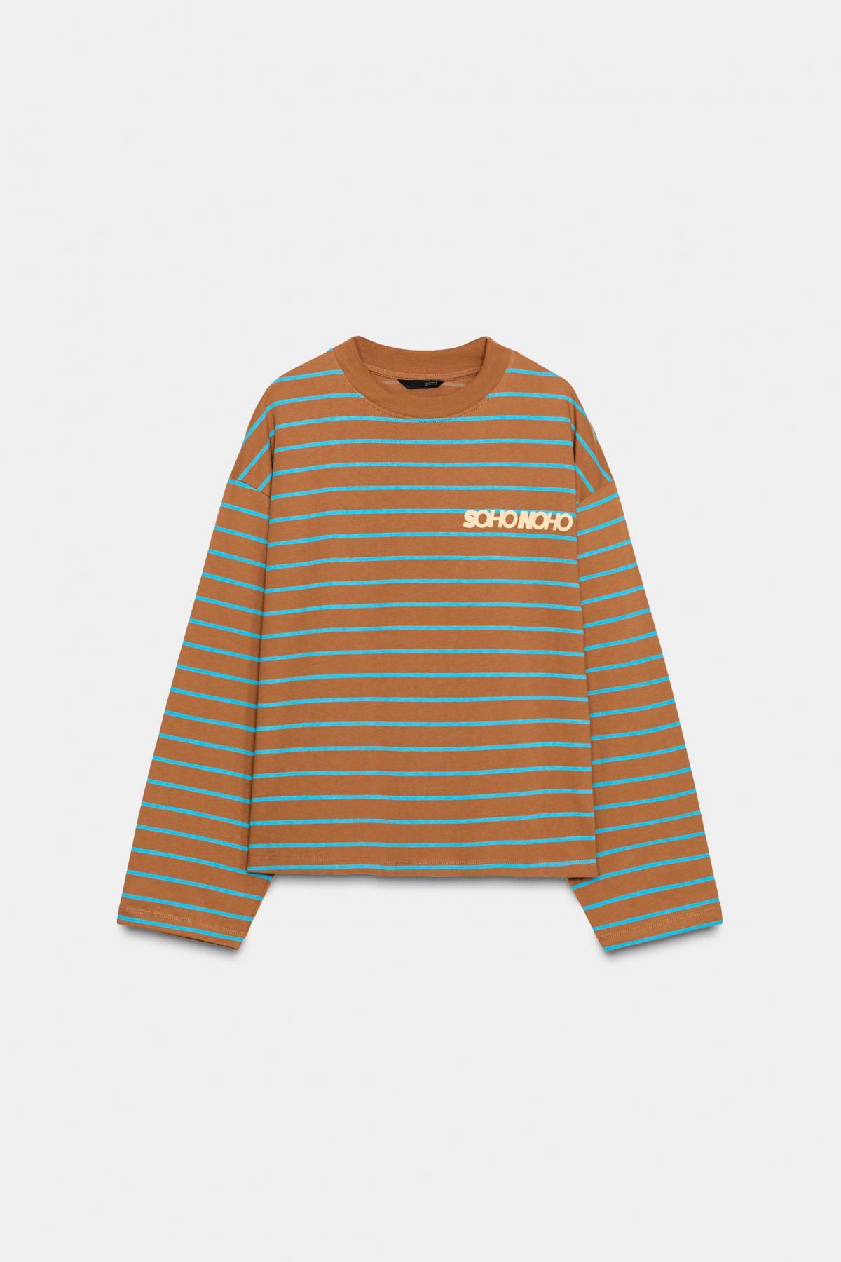 자라 스트라이프 루즈핏 라운드넥 긴팔 티셔츠 4805/808 STRIPED - 상품 이미지