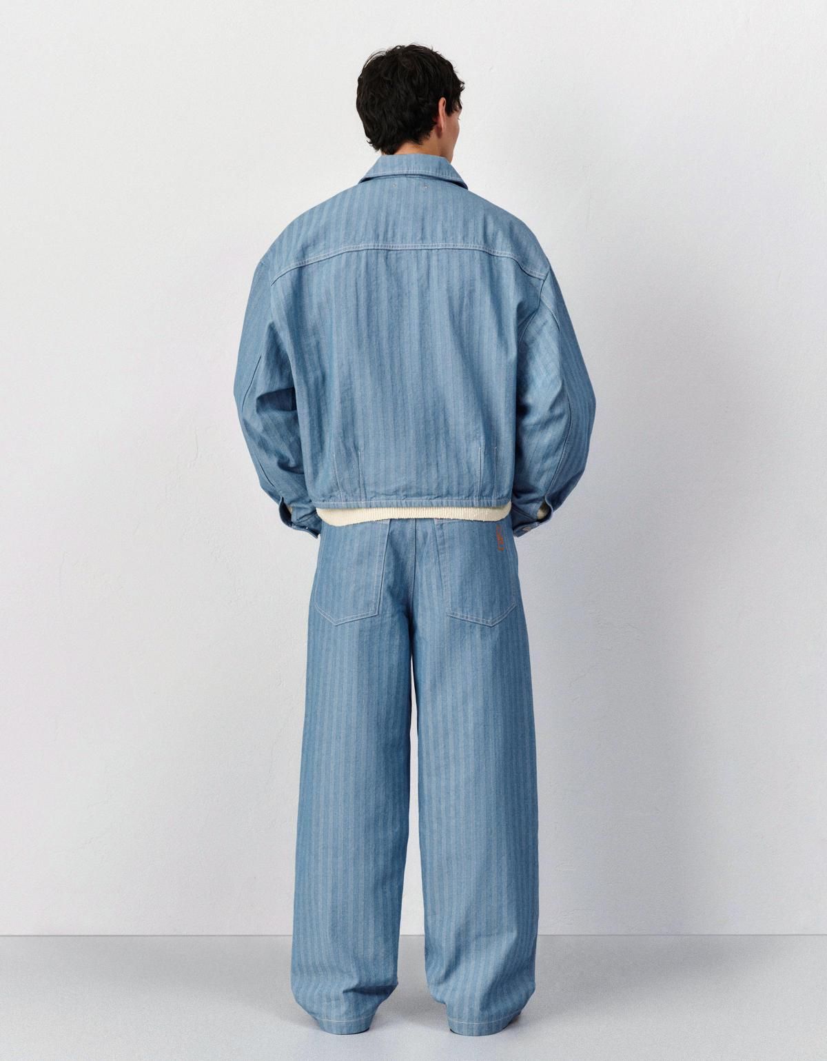 버쉬카 스트라이프 데님 슈퍼 배기 와이드핏 청바지 5340/335 LIGHT BLUE - 상세 이미지 5