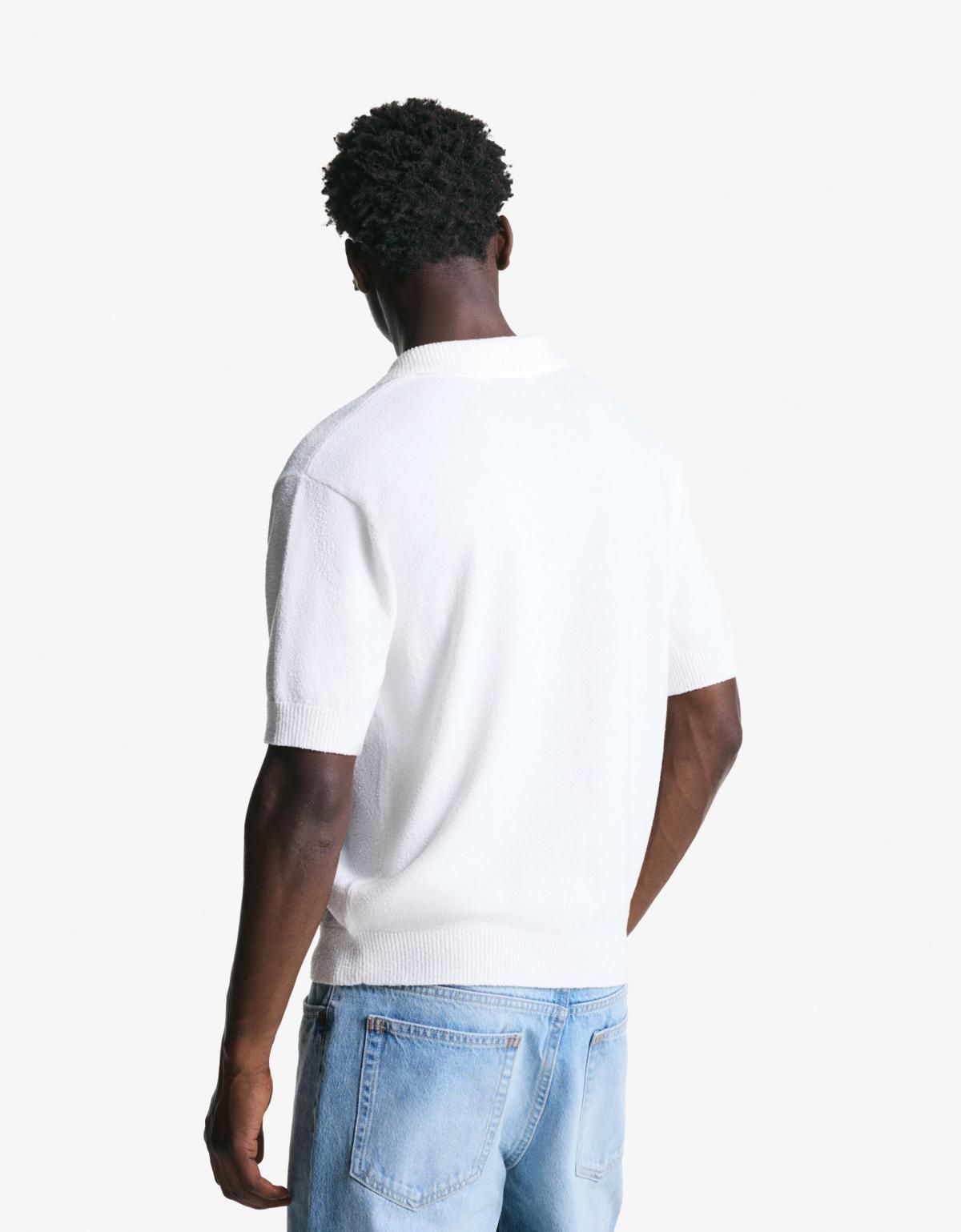 버쉬카 텍스처 테리 오버핏 반팔 폴로셔츠 8239/376 OFF WHITE - 상세 이미지 5
