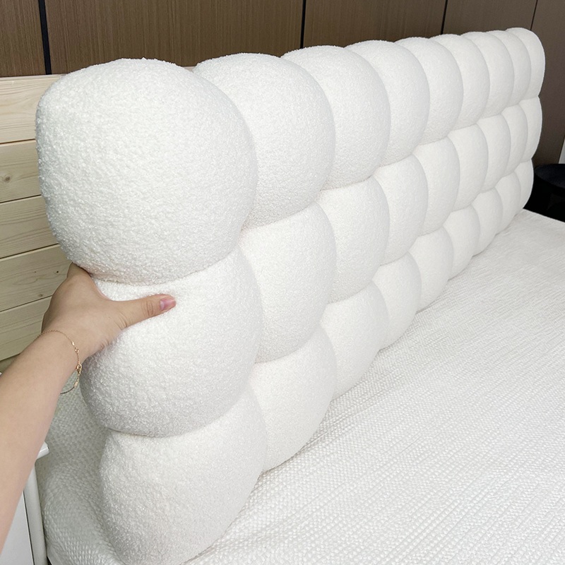 침대 헤드 쿠션 침대 등받이 밀크티 베개 머리 수면 북유럽 특대형 겨울 프레임 엠보싱 쇼파 - 상세 이미지 4