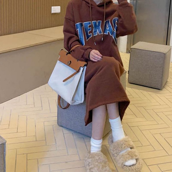 루즈핏 여성 후드 원피스 데일리 여성 캐주얼 원피스 겨울 - 상품 이미지