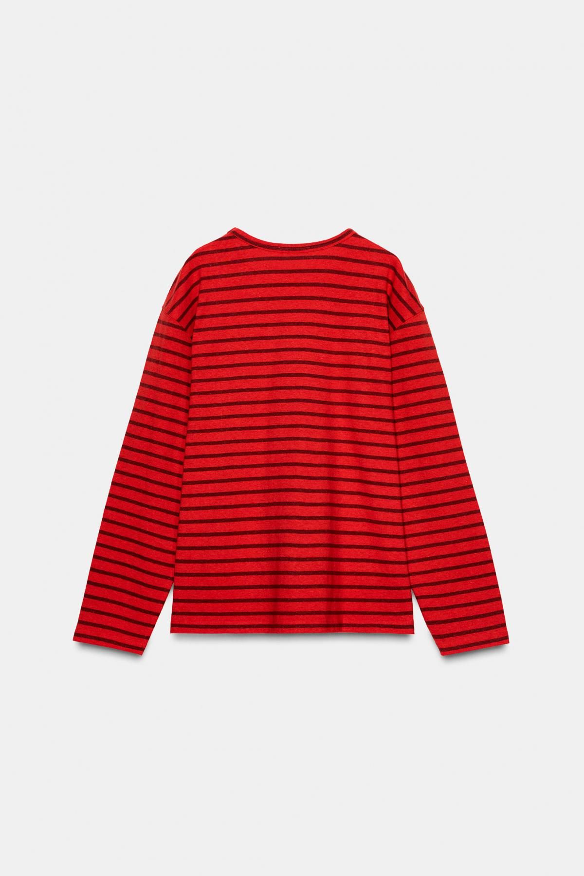 자라 스트라이프 레귤러핏 라운드넥 긴팔 티셔츠 3253/710 RED STRIPE - 상세 이미지 5