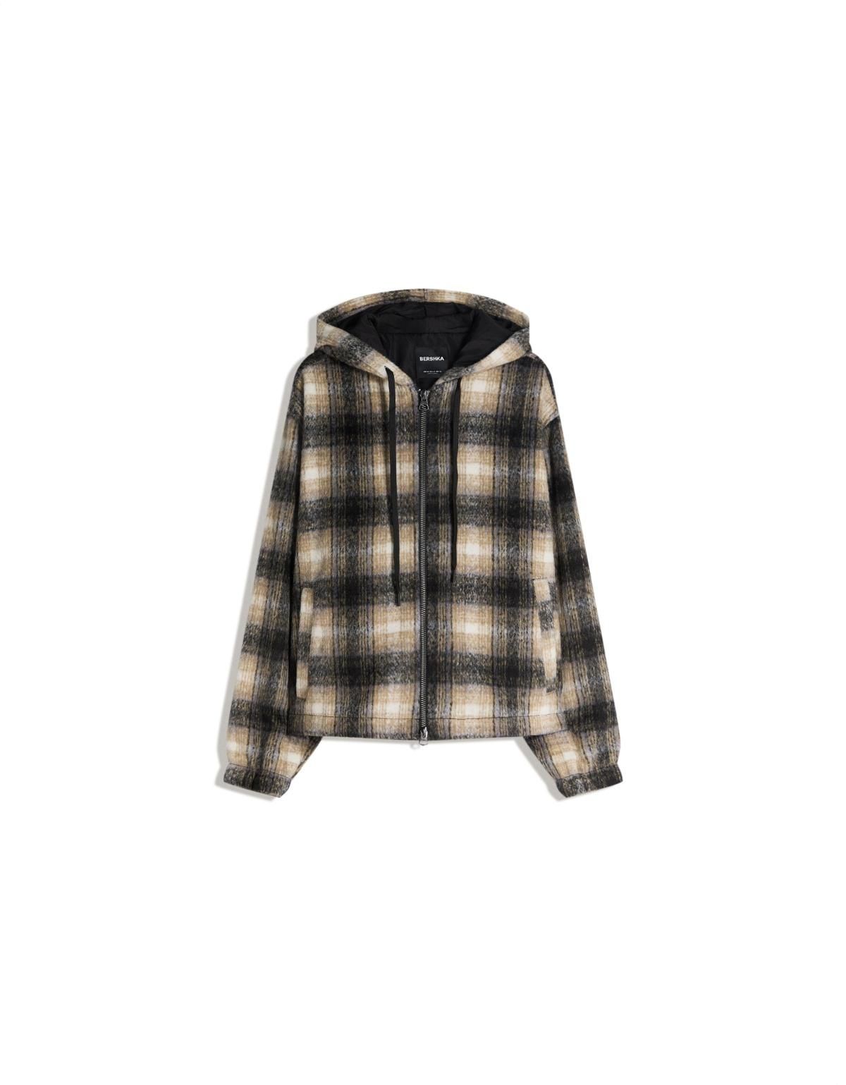 버쉬카 오버핏 체크 후드 집업 재킷 6863/710 BLACK - 메인 이미지