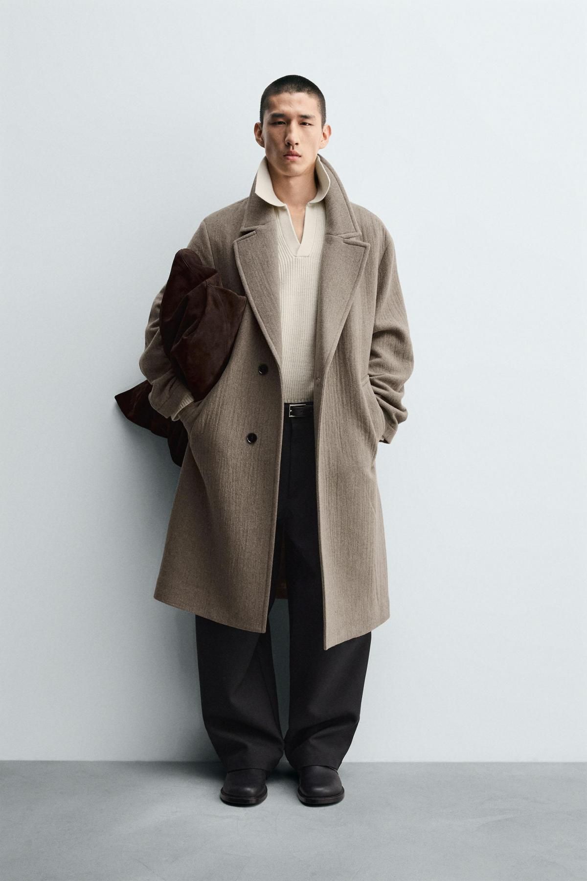 자라 오버핏 울 싱글 코트 5854/330 BROWN / TAUPE - 상세 이미지 2