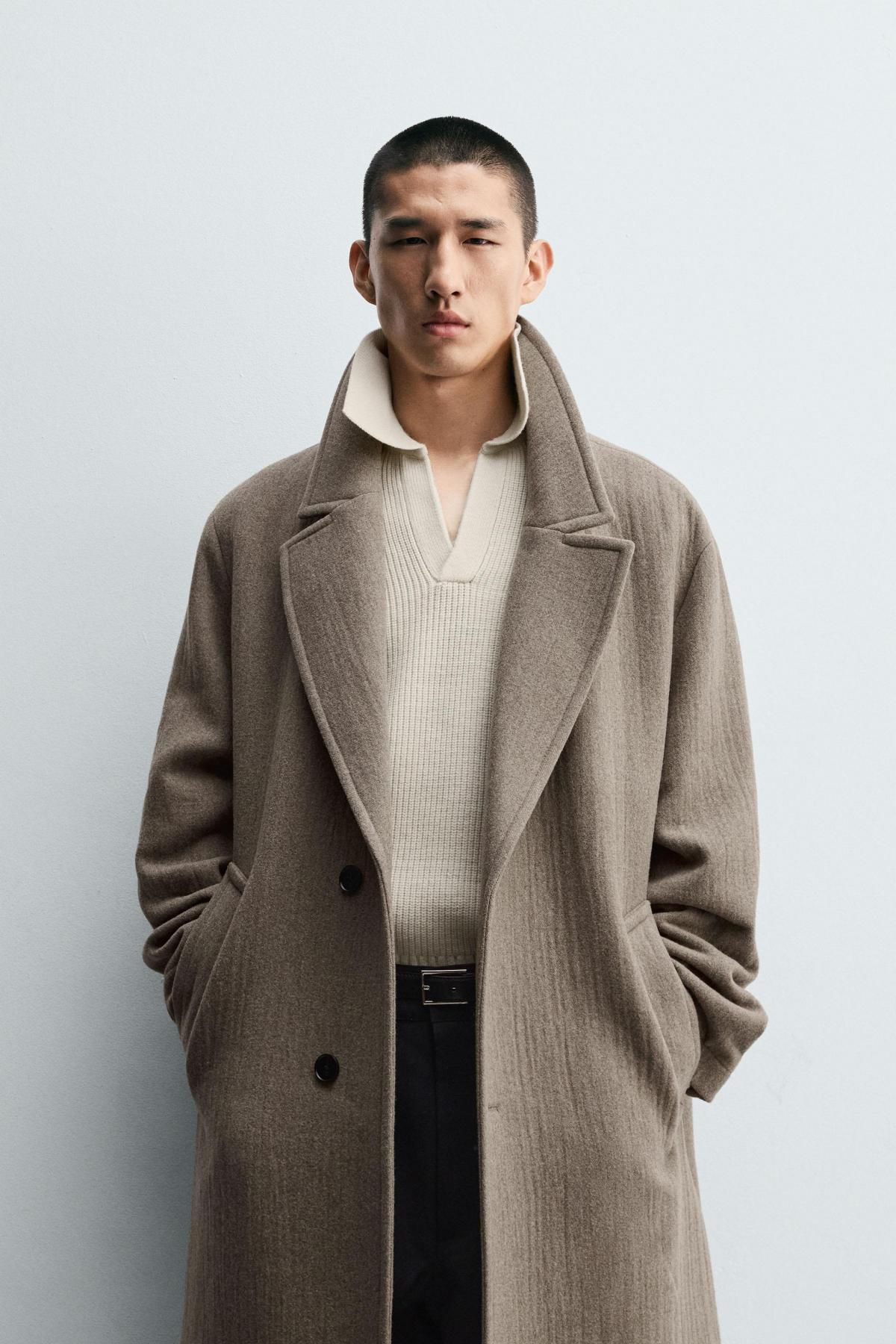 자라 오버핏 울 싱글 코트 5854/330 BROWN / TAUPE - 상세 이미지 3