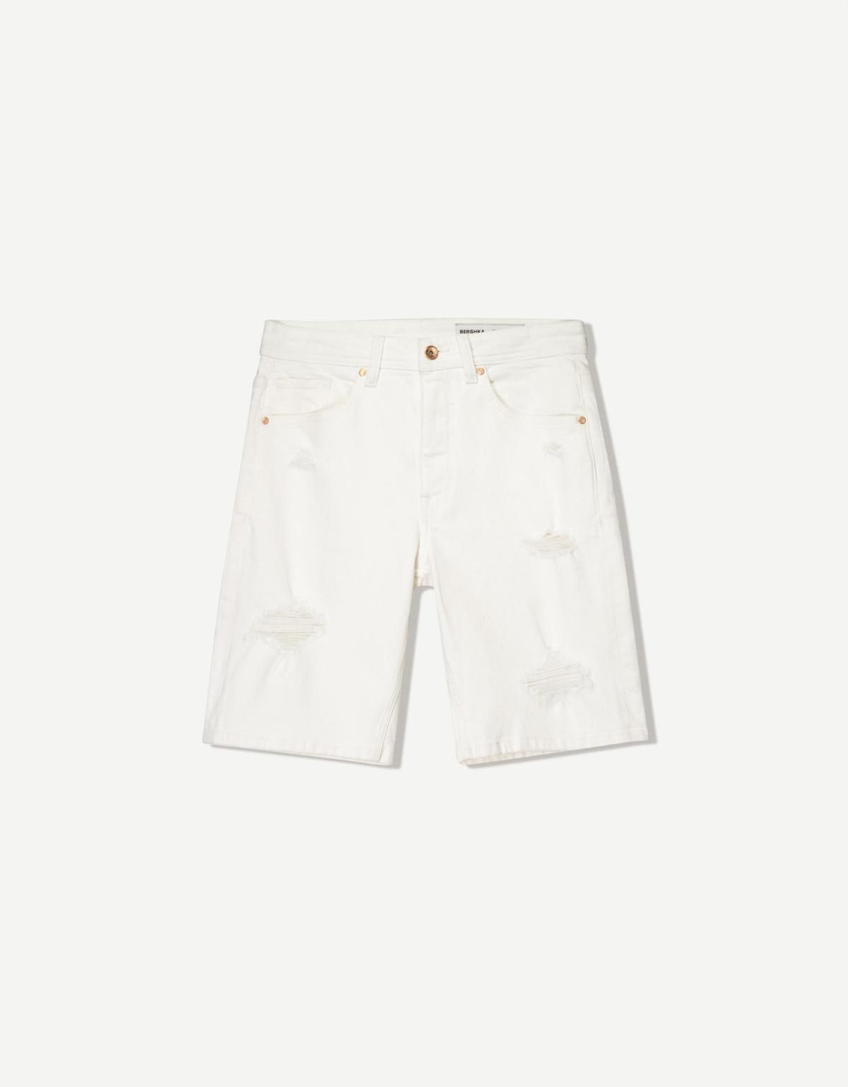 버쉬카 리핑 데님 버뮤다 쇼츠 3334/089 WHITE - 상품 이미지