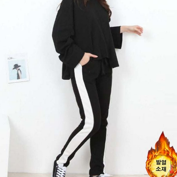 데일리 여성 기모 바지 캐주얼 여성 겨울 바지 스판 - 상품 이미지