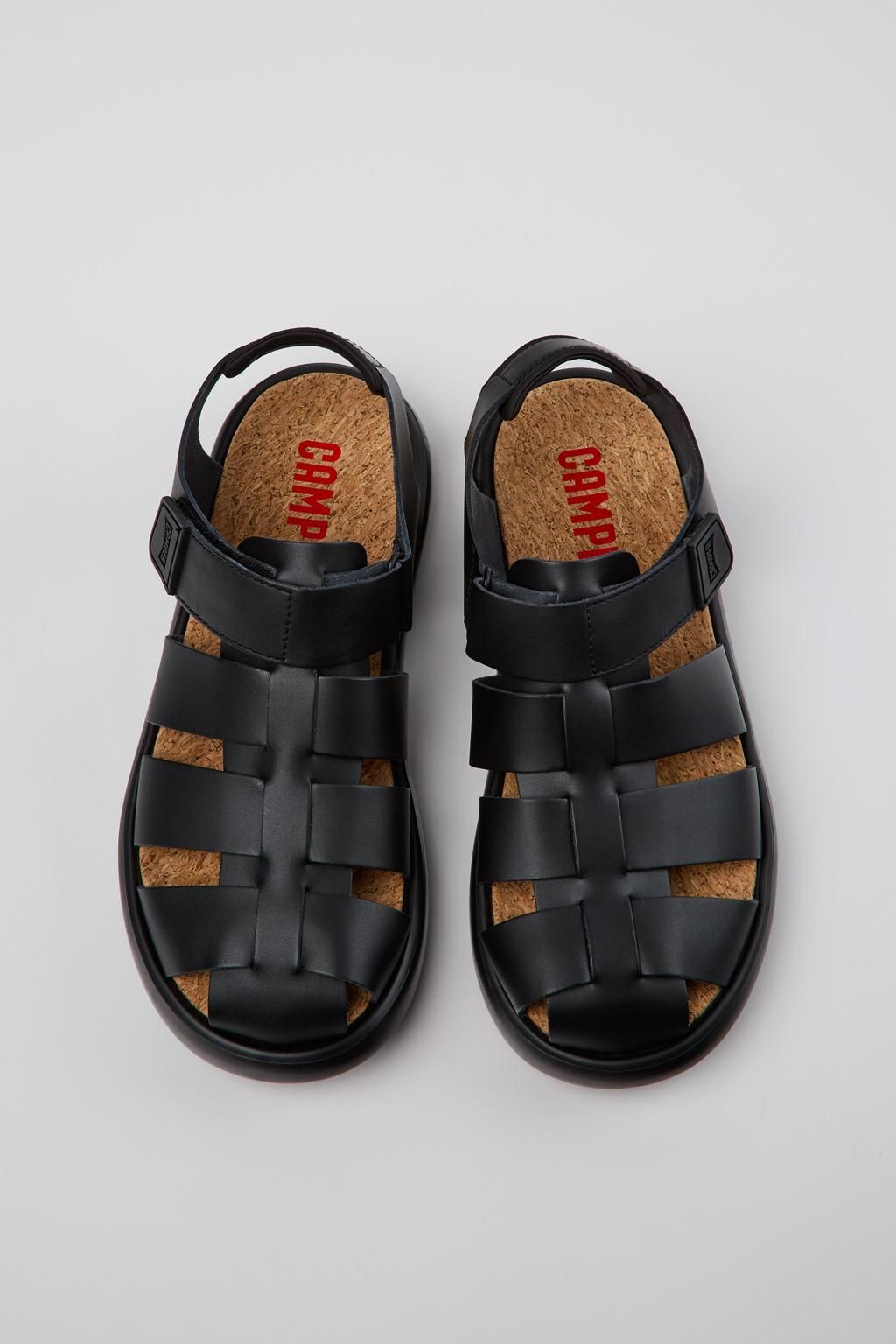 캠퍼 블랙 레더 남성 스트랩 샌들 Pelotas Flota K100938-003 BLACK - 상세 이미지 4