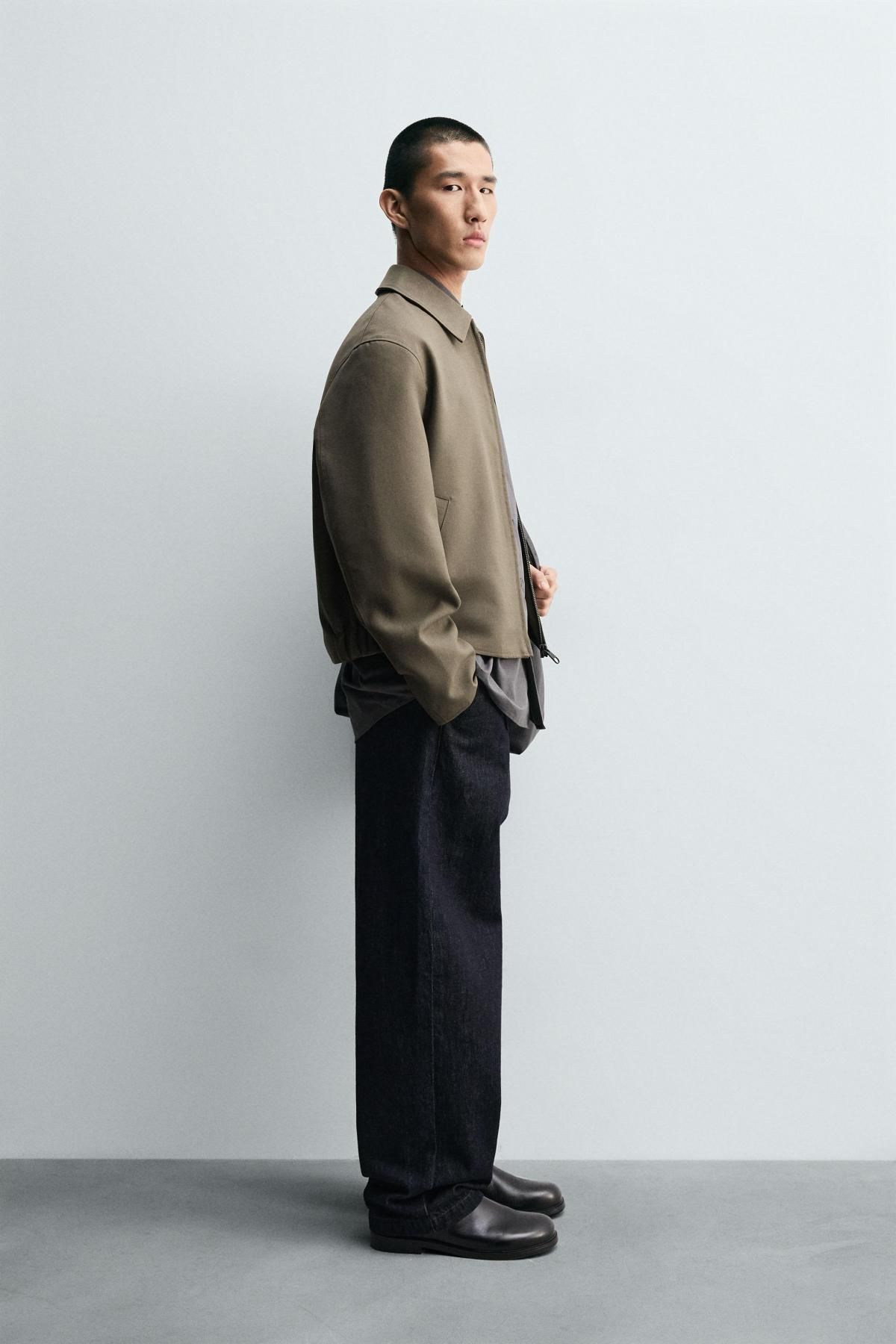 자라 테크니컬 울블렌드 크롭핏 집업 재킷 8281/550 KHAKI - 상세 이미지 5