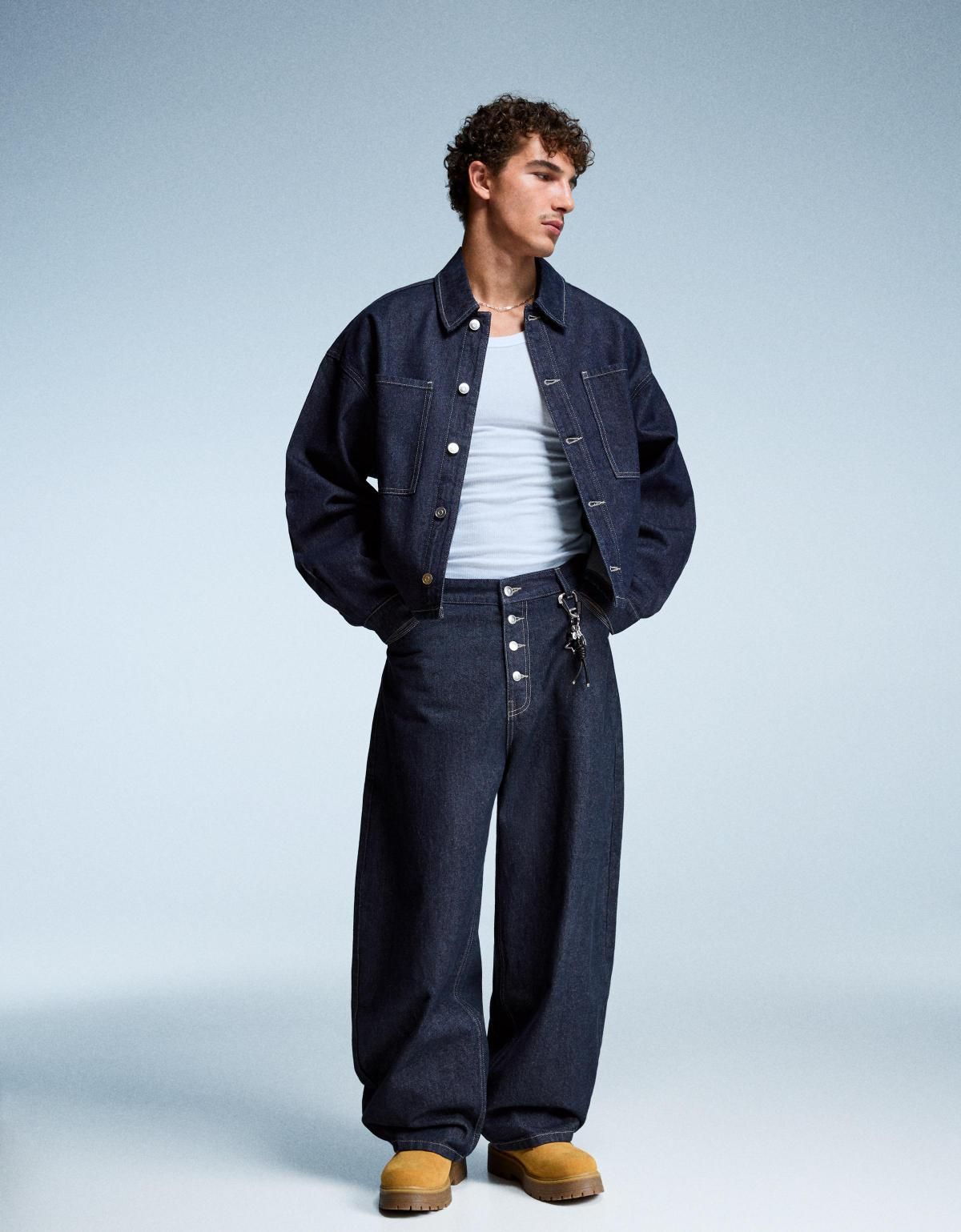 버쉬카 와이드핏 데님 배럴 진 5348/534 NAVY - 상세 이미지 2