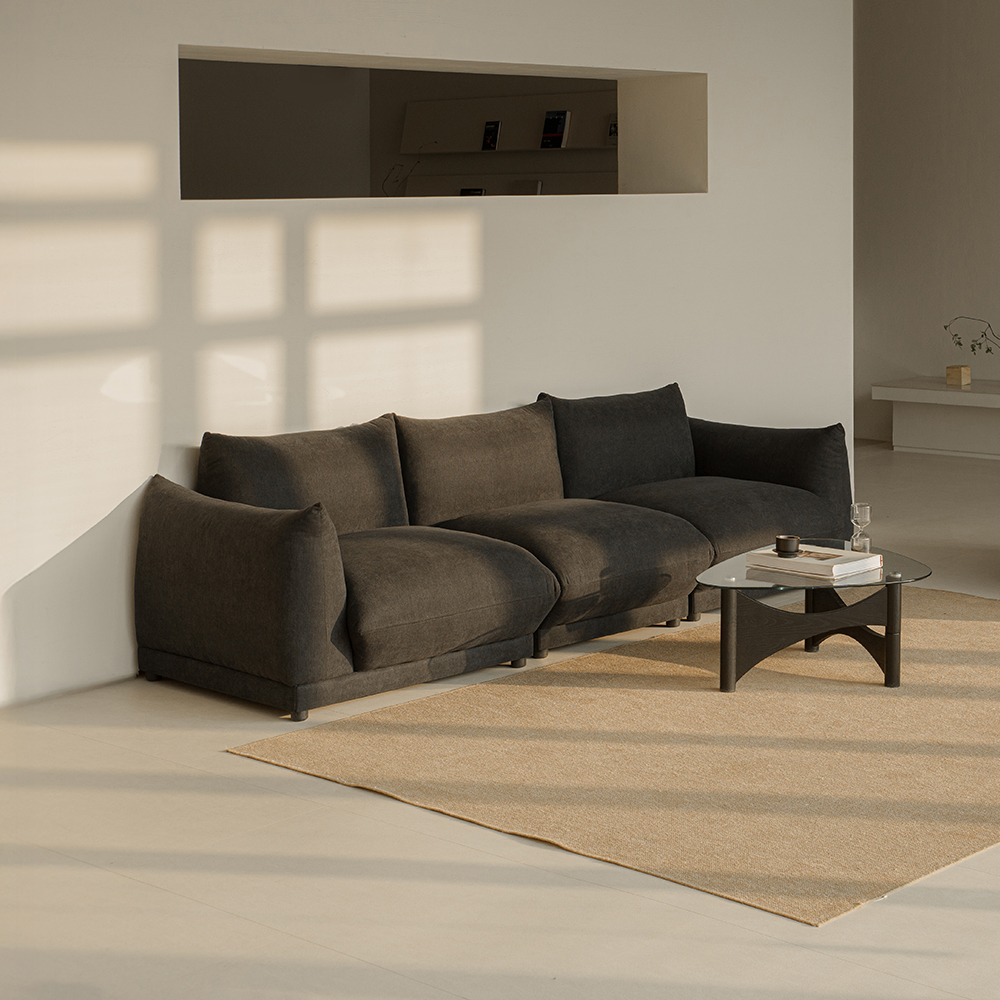 퍼지 DAVIS 기능성 원단 패브릭 모듈 소파 블랙, 4인용